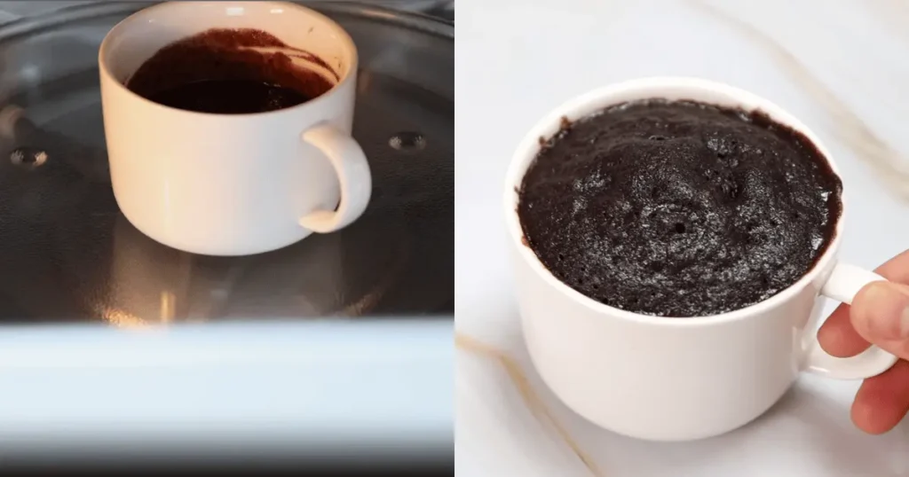 Indulgent Oreo mug cake topped with creamy whipped cream, a delightful treat in a mug